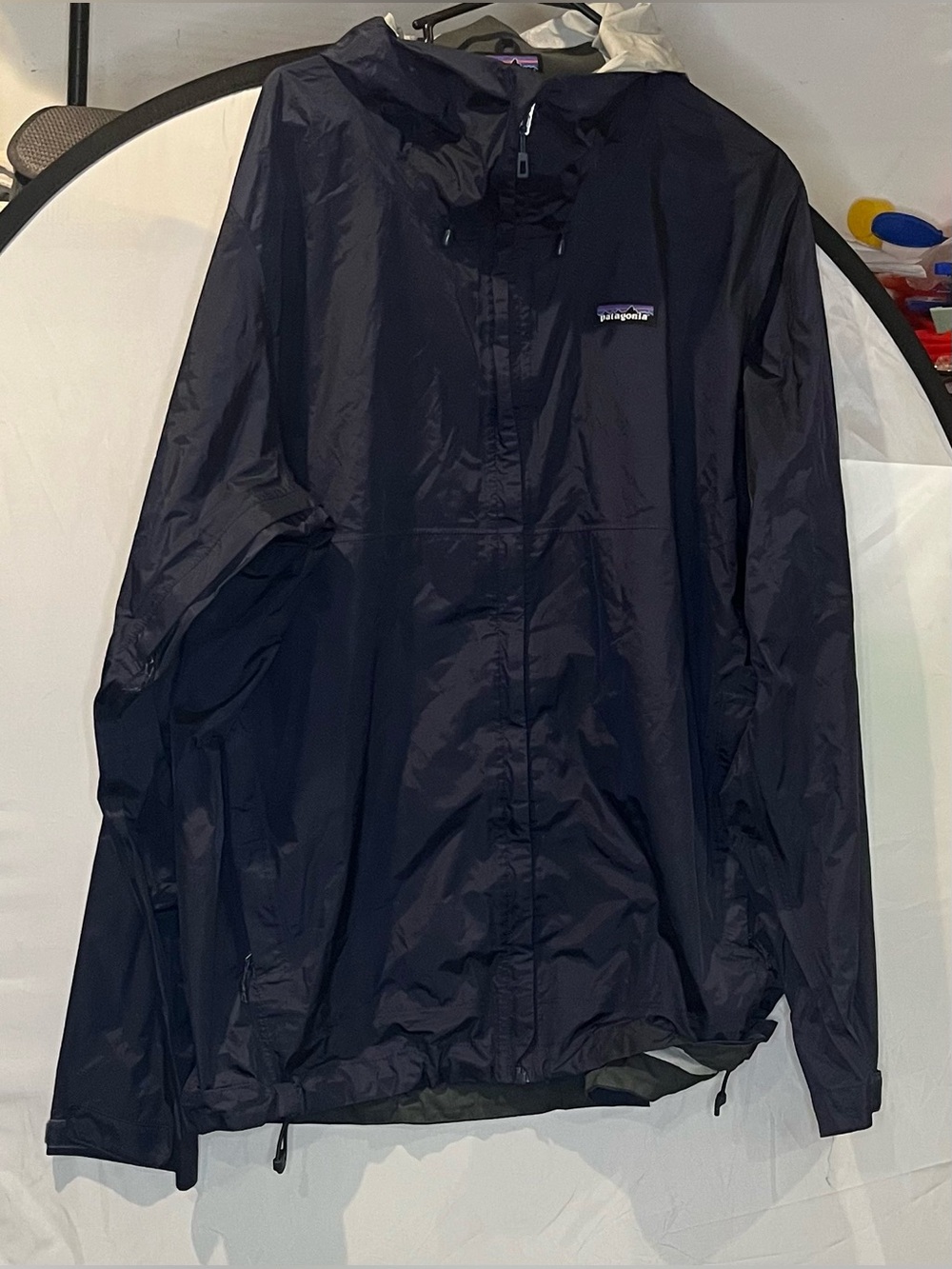 Patagonia Navy Hooded Rain Shell Jacket